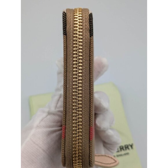 Burberry MN Zip Around Check Canvas Coin Wallet Pale Cameo 8084527 - Picture 5 of 11